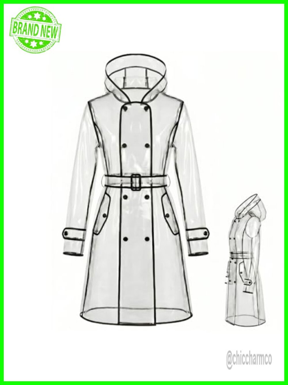 EVA Waterproof Reusable Raincoat Hooded Long Sleeve Poncho Adult